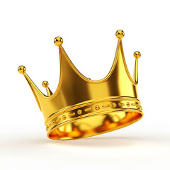 Shiny Gold Crown Icon Royalty, Wealth, and Authority Symbol - Isolated on White