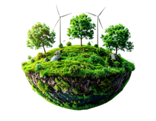 Green Earth with Vibrant Nature Elements Promoting Environmental