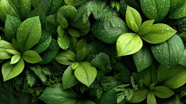 Abundance of lush green foliage and blooming hydrangea create a tranquil, natural backdrop, ideal for a serene or refreshing visual experience