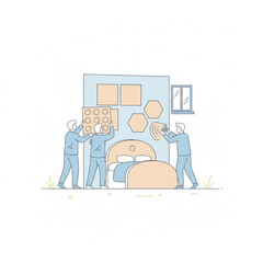 Minimalist Line Art Soundproof Wall Service