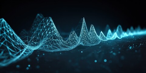 Vibrant blue sound wave visual showcasing dynamic peaks and valleys in a digital space