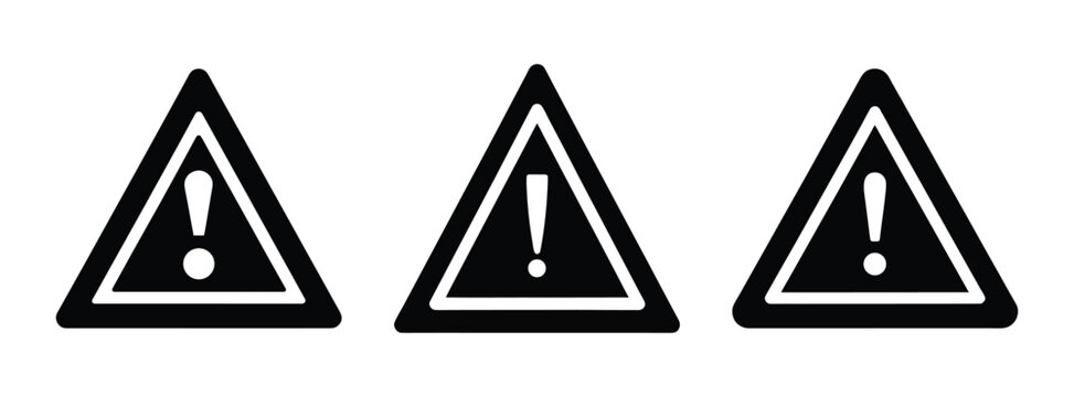 Warning signs alert attention hazard caution danger exclamation mark safety icon symbols black
