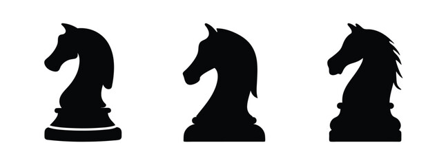 Chess knight piece silhouette vector graphic design element chess game strategy illustration © black man