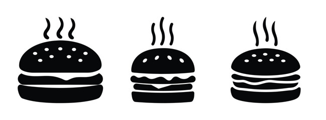 Delicious black and white burger vector illustration for fast food restaurant menu design concept