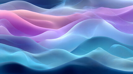 Obraz premium Pink and Blue smooth waves create a gradient with thin lines. Soft lighting offers an abstract background for branding, poster, or a template.