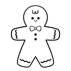 Gingerbread Man Cookie  Line Art Illustration