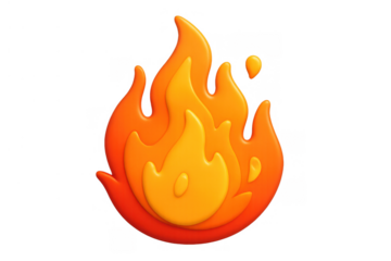 Fire emoji 3d rendering art creating a vibrant cartoon flame icon representing hot, burn, and energy concepts