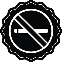 No Smoking Vector Badge Cigarette Prohibited Symbol No Nicotine Area Sign Forbidden Smoke Black Icon Graphic Health Warning Illustration
