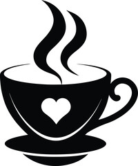 Coffee Vector Illustration Cup Hot Drink Cafe Restaurant Shop Aroma Steam Heart Latte Cappuccino Breakfast Beverage Mug Graphic Symbol