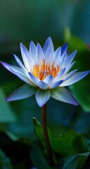 Captivating Blue Lotus Flower in Full Bloom with Vibrant Colors.