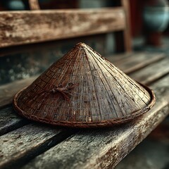 Bamboo conical hat vintage craftsmanship high resolution picture