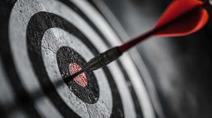 Stunning photo of arrow precisely hitting the target, illustrating business success and goal accomplishment.