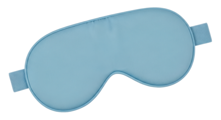 Light blue sleep mask isolated PNG, comfortable eye cover for restful sleep and relaxation on transparent background