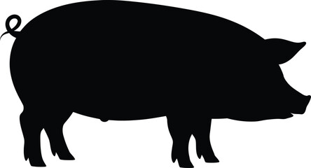 Wild boar pig silhouette vector illustration of farm animal nature outline
