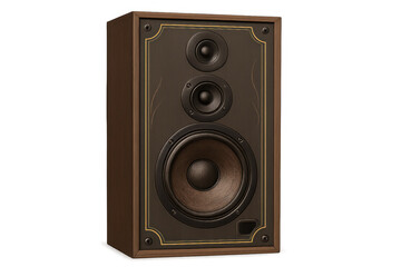 Obraz premium Vintage wood grain speaker cabinet for audio system, playing classic music, creating retro sound experience