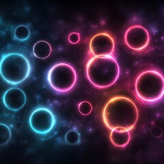 Bright abstract neon circles high resolution picture