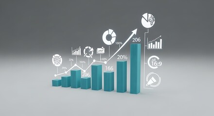 Futuristic financial growth analysis with glowing charts and data visualizations