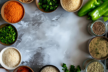 Healthy food ingredients for vegetarian cooking