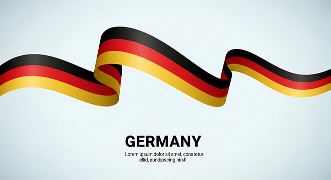 Waving german flag ribbon with text germany and deutschland symbolizing unity and patriotism