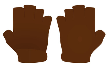 Brown half finger gloves. vector illustration	
