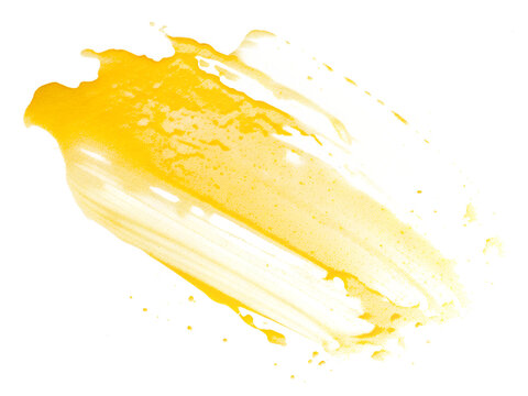 Smear of mustard sauce on white background isolate, creativity in cooking.