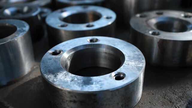 Closeup of aluminum components undergoing soft age hardening with precise timetemperature control to enhance ductility and reduce internal stresses.