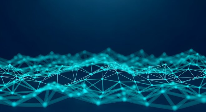 Abstract network connection with glowing blue lines and nodes