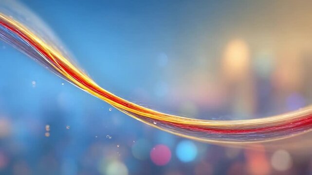 Dynamic Energy Flow: An abstract rendering of fluid, glowing lines dancing gracefully against the backdrop of a blurred cityscape. it is portraying modern innovation.