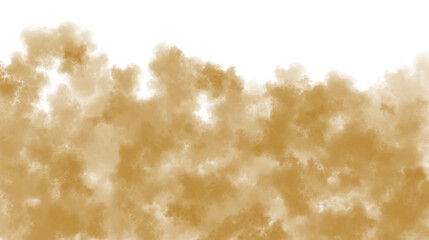 Brown abstract smoke or dust cloud texture spreading across a transparent background, creating a dynamic and ethereal visual effect, isolated on transparent background