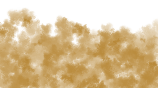 Brown abstract smoke or dust cloud texture spreading across a transparent background, creating a dynamic and ethereal visual effect, isolated on transparent background