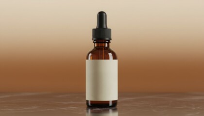Naklejka premium amber glass serum bottle representing skincare trend purity natural wellness routine and minimal beauty concept in warm studio light