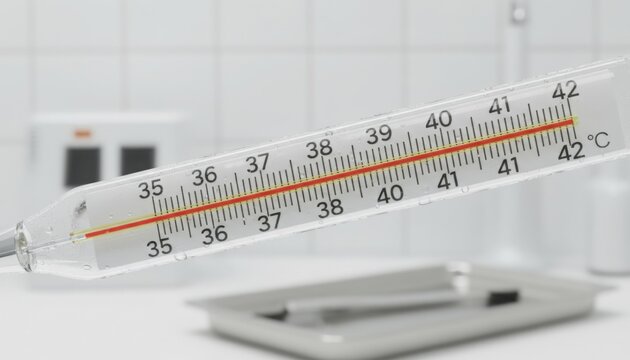 mercury thermometer in medical setting representing health check hospital environment and care