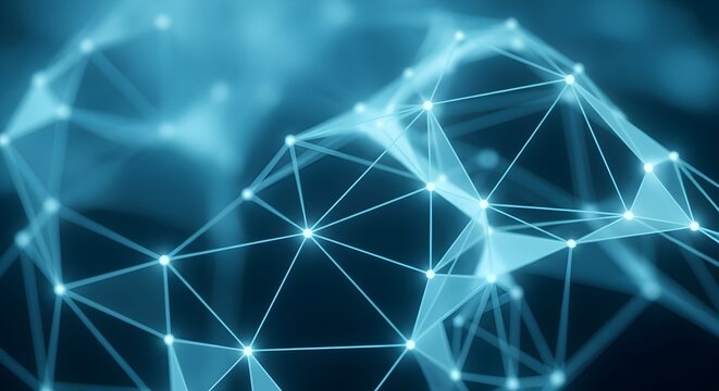 Abstract blue plexus network connecting nodes for data visualization - Powered by Adobe