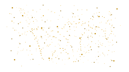 Scattered golden confetti and glitter particles creating a vibrant and festive background, perfect for celebrations, holidays, and party designs, isolated on white background