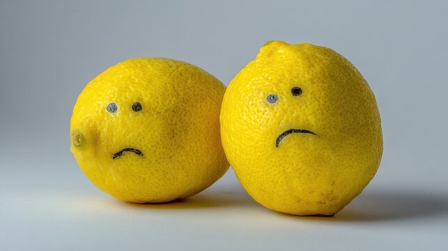 Sour Moments: Isolated Yellow Lemons Symbolizing Sadness and Sorrow