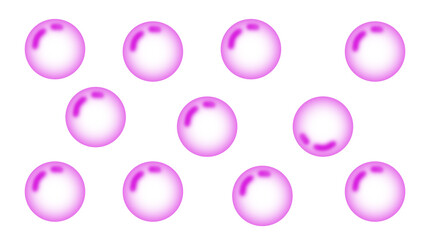 Ten glossy pink and purple spheres arranged in a grid pattern, showcasing a vibrant and reflective surface, creating a visually appealing abstract design isolated on transparent background