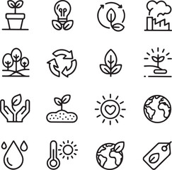 Climate change icon set. Containing global warming, greenhouse, melting ice, earth pollution
