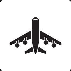 Flat black airplane with six engines prepares for flight, isolated on white