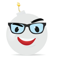 White bomb character. vector illustration	
