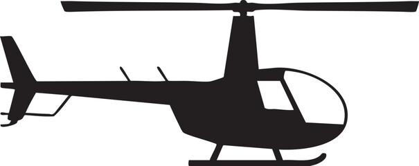 Isolated silhouette shows a detailed small helicopter against a transparent backdrop for various designs