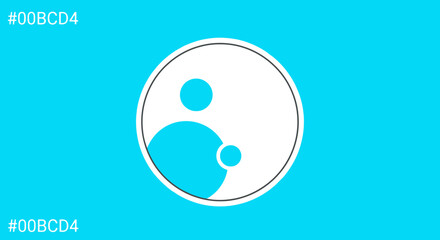 Minimalist Illustration Representing Family or Community in Cyan and White Tones simple