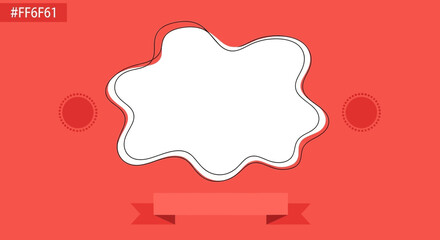 Modern Red Background with Abstract White Shape and Ribbon for Creative Design