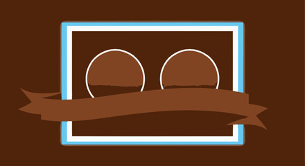 Elegant brown frame with ribbon and placeholders for text or graphics for design