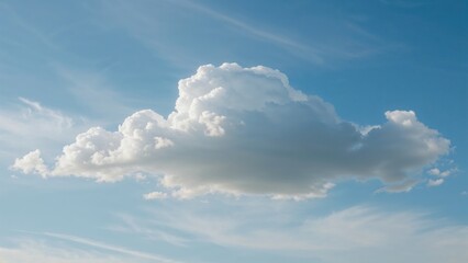A single cloud floating in the sky with a few wispy clouds and a blue sky background.