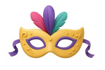 Carnival mask with colorful feathers for mardi gras celebration, festive party, masquerade and traditional entertainment