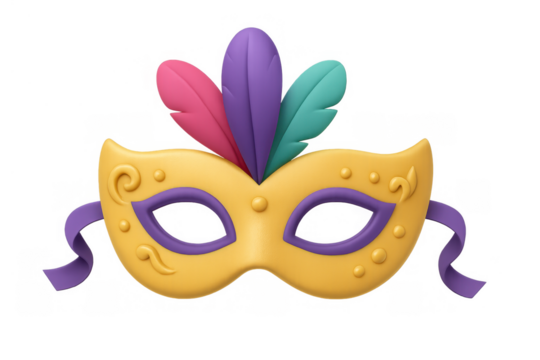 Carnival mask with colorful feathers for mardi gras celebration, festive party, masquerade and traditional entertainment