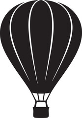 Black silhouette showcases a vintage style hot air balloon against the transparent backdrop