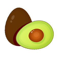 Whole avocado and halved avocado in a composition