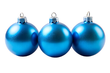 Blue Christmas baubles isolated on transparent background 