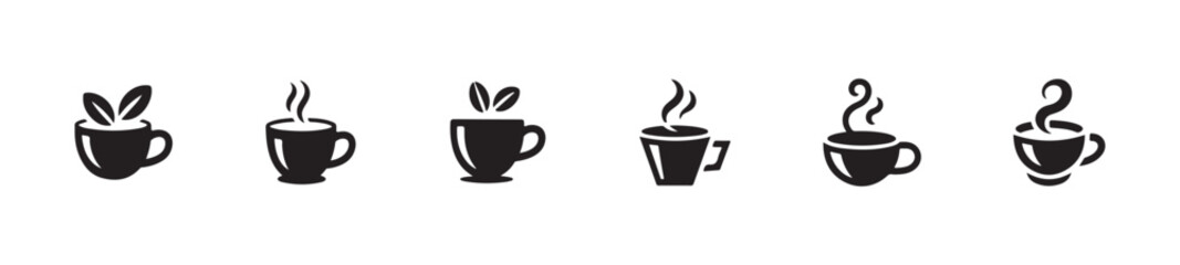 Coffee tea collection icon, vector collection of hot drink symbols, vector illustration EPS 10.